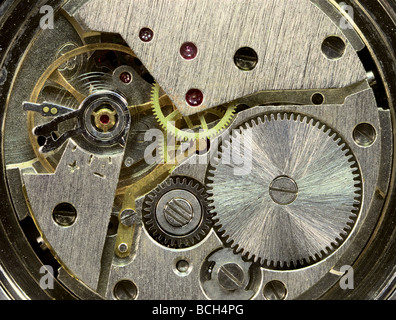 Macrophoto d'un tout petit fond d'horlogerie ancienne Banque D'Images