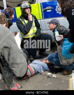 Protestation du G20 à Londres le 1er avril 2009 Banque D'Images