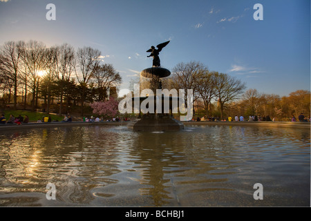 Central Park fontaine Ange , New York Banque D'Images