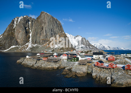 L'île rocheuses de Hamnøy, îles Lofoten, Norvège Banque D'Images