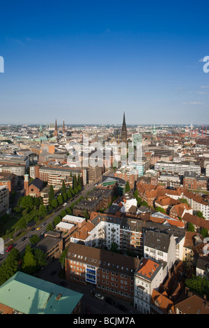 L'Allemagne, l'État de Hambourg, Hambourg, vue de la tour de l'église Michaeliskirche Banque D'Images