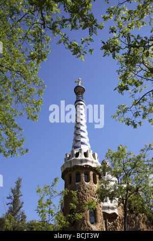 Bâtiment dans le parc Guell barcelone Banque D'Images