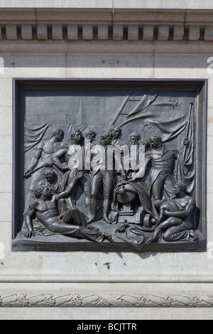 La sculpture représentant Nelson à la bataille de Copenhague, le Nelson s colonne de Trafalgar Square Banque D'Images