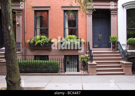 Entrées élégant quartier résidentiel à Brooklyn Heights, New York Banque D'Images