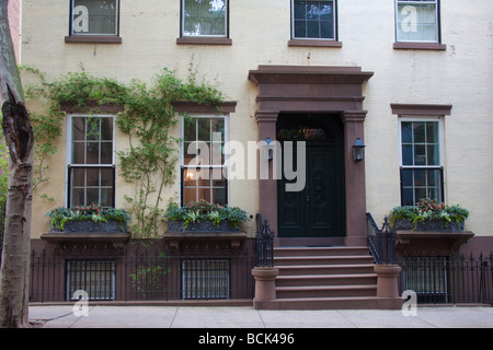 Entrées élégant quartier résidentiel à Brooklyn Heights, New York Banque D'Images