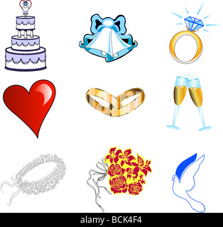 Éléments d'organisation de mariages et d'icônes. Banque D'Images