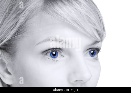 Image abstraite d'une femme blonde aux yeux bleus Banque D'Images