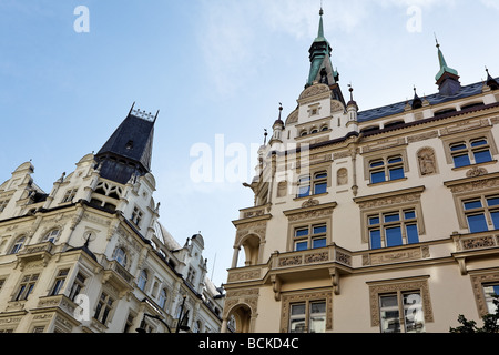 Maisons magnifiquement rénové dans la vieille ville de Prague Banque D'Images