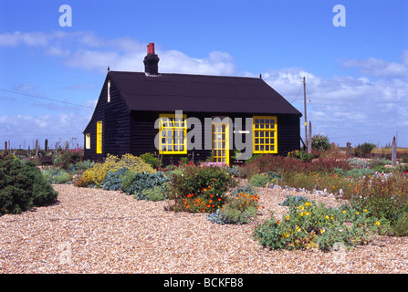 Prospect Cottage, Dungeness.Cabane de pêcheur traditionnelle rénovée par Derek Jarman. Banque D'Images