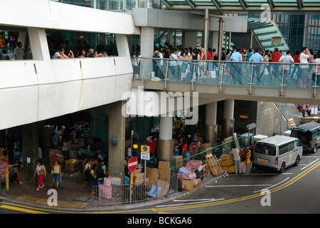 Chine Hong Kong Central district Philippines servantes et nanny rassemblement dans le centre de dimanche, comme un carnaval partie Banque D'Images