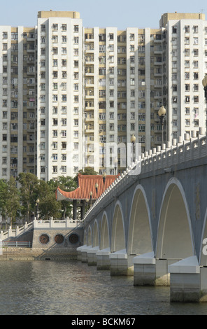 Chine Hong Kong Sha Tin Nouveaux Territoires du logement public dans l'arrière-plan Banque D'Images