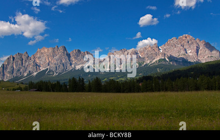 Pomagagnon et Cristallo groupe, Cortina d'Ampezzo, Dolomites, Italie Banque D'Images