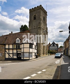 L'église Holy Trinity et le coin de l'Arène, Much Wenlock, Shropshire Banque D'Images