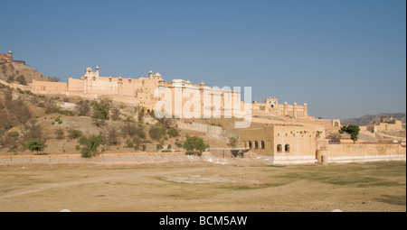 Fort Amber, vues du,de ville fortifiée, éléphants, jardins,Parcs,de lit du lac, Fortifications, portes, Jaipur, Rajasthan, Inde Banque D'Images