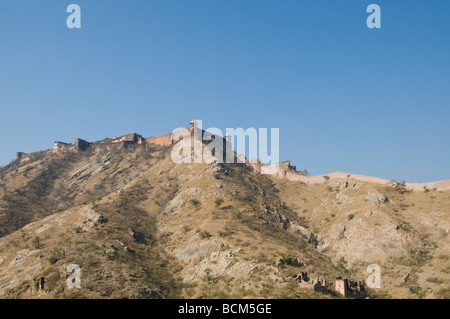 Fort Amber, vues du,de ville fortifiée, éléphants, jardins,Parcs,de lit du lac, Fortifications, portes, Jaipur, Rajasthan, Inde Banque D'Images