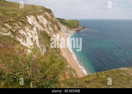 À l'est le long de l'extrémité orientale de St Oswalds Bay à la lointaine Dungy Head, près de crique de Lulworth Cove, Dorset Banque D'Images