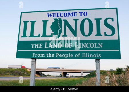 L'Illinois Welcome Sign Banque D'Images