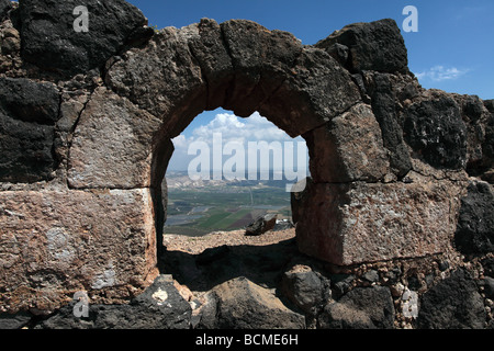 Arch dans forteresse de Belvoir en Israël Banque D'Images