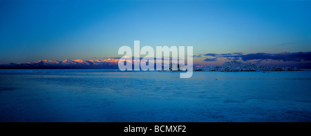 Lac Namtso en hiver, Tibet, Chine Banque D'Images