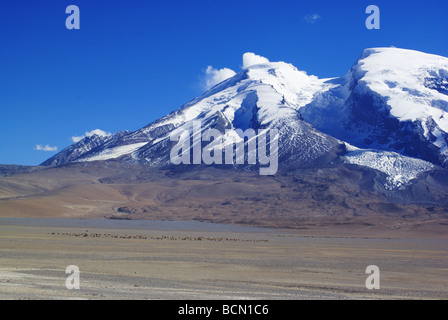 Majestic snow mountain, comté autonome tadjik Tashkurgan, Préfecture de Kashgar, la région autonome ouïghoure du Xinjiang, Chine Banque D'Images