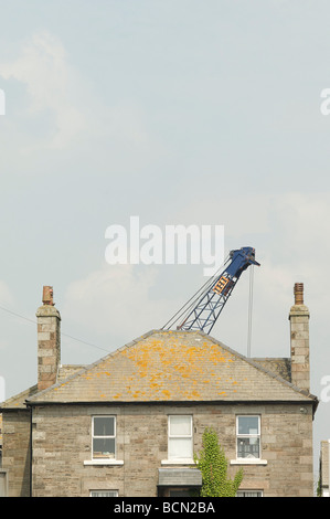 Plus de grue maison individuelle à Glasson Dock, Lancaster Banque D'Images