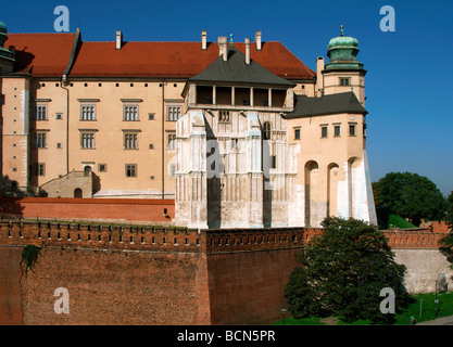 Pologne Cracovie Château Royal de Wawel et Hill Banque D'Images