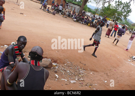 Vallée de l'Omo Ethiopie dimaka marché hamer Banque D'Images