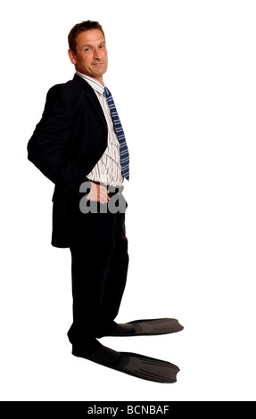 Businessman wearing flippers Banque D'Images