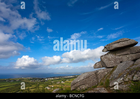 Tor de Trendrine Granite Hill dans le soleil d'été à la direction de St Ives Cornwall West Penwith England UK Royaume-Uni GB Grande Banque D'Images