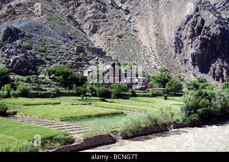 Un hameau, ou petit village, dans la vallée du Ghorband Banque D'Images