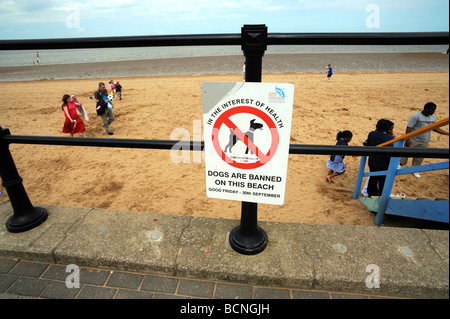 Signer l'interdiction des chiens de la plage cleethorpes Banque D'Images