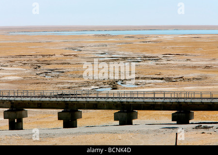 Les voies de chemin de fer de la ligne Qinghai-Tibet, dans la région autonome du Tibet, Chine Banque D'Images