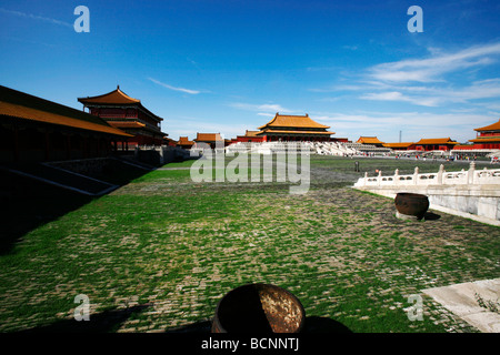 Vue de salle de l'harmonie suprême, la Cité Interdite, Pékin, Chine Banque D'Images