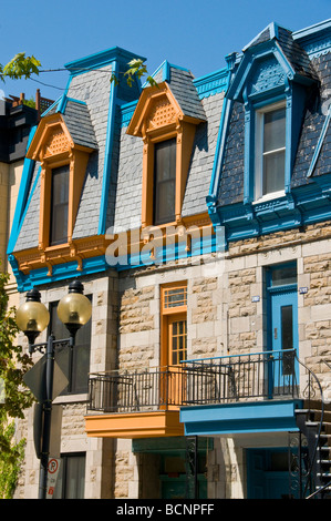 Maisons typiques sur le Plateau Mont Royal Montréal Canada Banque D'Images