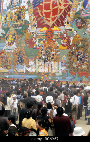 Le monastère du Tibet lhassa tangka grand festival Banque D'Images