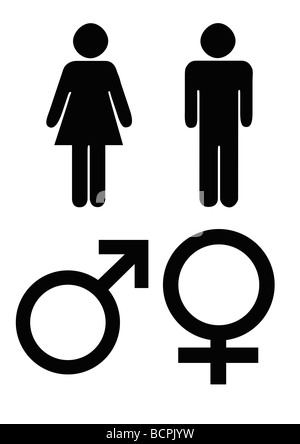 Symboles de genre masculin et féminin isolé sur fond blanc Photo Stock ...