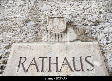 Inscrivez-vous à l'extérieur de l'Hôtel de ville ou l'ancien hôtel de ville de Salzbourg Autriche Banque D'Images