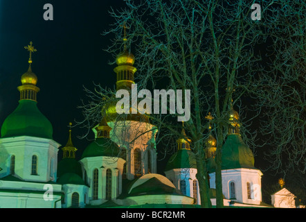 Cathédrale St Sofia la nuit à Kiev la capitale de l'Ukraine Banque D'Images