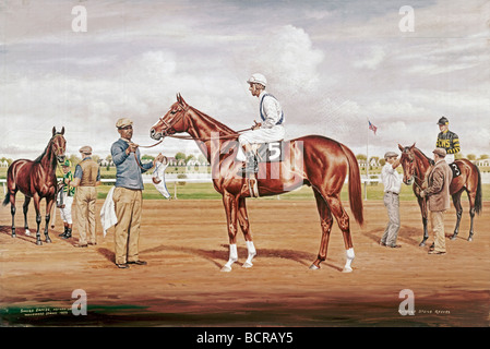 Sword Dancer, Arcaro, Woodward Stakes par Pierre Richard Reeves, 1969, 1919-2005 Banque D'Images