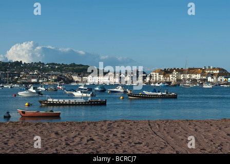 La rivière Teign au coucher du soleil à l'ensemble de Shaldon à Teignmouth Banque D'Images