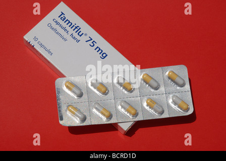 Véritable Tamiflu 75mg, un médicament antiviral utilisé dans le traitement et l'Influenzavirus A prophylaxisof et Influenzavirus B Banque D'Images