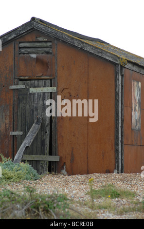 Fisherman's Shed, Dungeness beach, Kent Banque D'Images