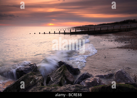 Coucher du soleil, le Goring, Goring, Worthing, West Sussex Banque D'Images