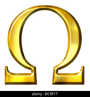 Golden 3d lettre grecque oméga Banque D'Images