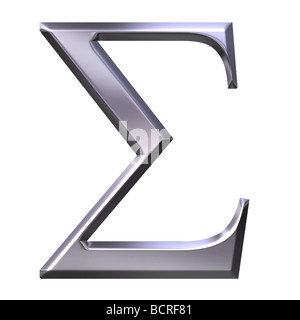 Argent 3d lettre grecque sigma Banque D'Images