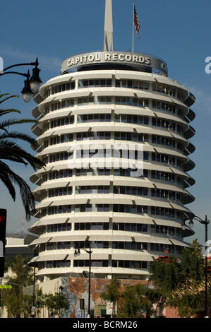 Le bâtiment de Capitol Records à Hollywood CA Banque D'Images