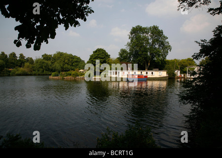 Taggs île au milieu de la Tamise, East Molesey, London, UK Banque D'Images