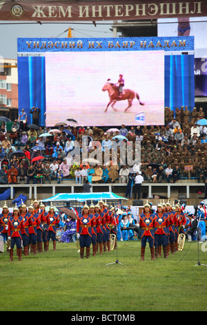 Cérémonie d ouverture au Festival Naadam, Ulaanbaatar, Mongolie Banque D'Images