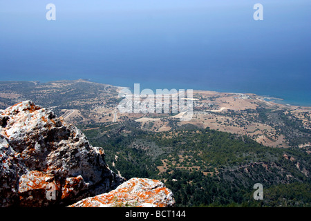 Une vue sur le château de kantara Kaplica de Chypre du Nord, sur la péninsule de Karpas Banque D'Images