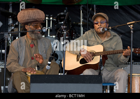 Guitariste chanteur ethnique noire bande reggae Country Show de Lambeth, Brockwell Park, Tulse Hill, Londres, Angleterre, Royaume-Uni, Europe Banque D'Images